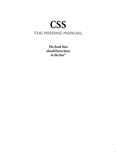 CSS: The Missing Manual