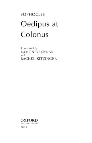 Oedipus at Colonus: Sophocles (Greek Tragedy in New Translations)