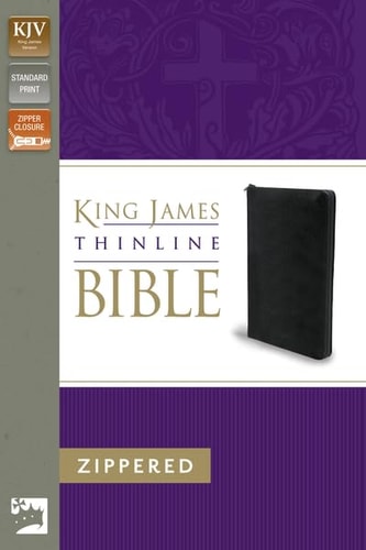 KJV, Thinline Zippered Collection Bible, Bonded Leather, Black, Red Letter Edition