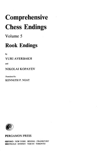 Comprehensive Chess Endings, Vol. 5: Rook Endings (Pergamon Russian Chess Series)