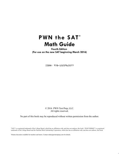 PWN the SAT: Math Guide