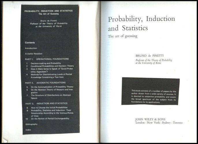 Probability, induction and statistics;: The art of guessing (Wiley series in probability and mathematical statistics)