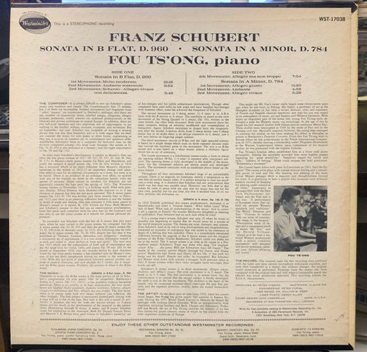Franz Schubert, Fou Ts'Ong : Sonata In B Flat, D.960 / Sonata In A Minor, D.784 (LP)
