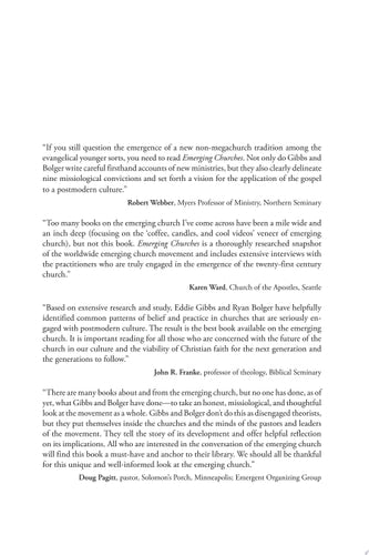 Emerging Churches: Creating Christian Community in Postmodern Cultures