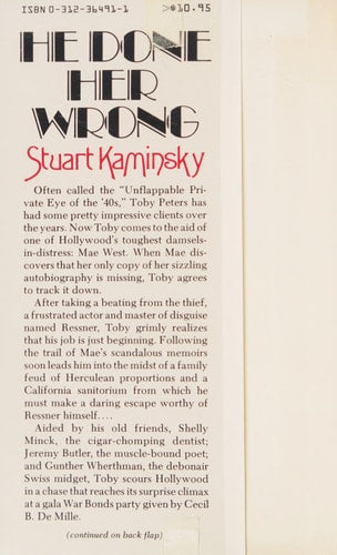 He Done Her Wrong (A Toby Peters Mystery)