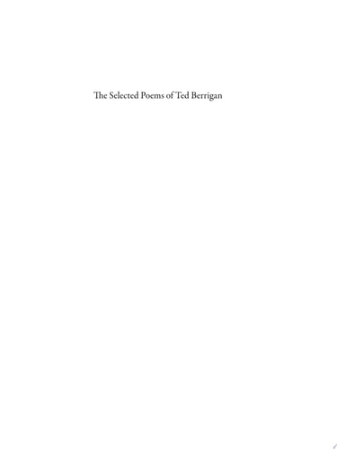The Selected Poems of Ted Berrigan