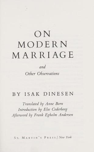 On Modern Marriage: And Other Observations