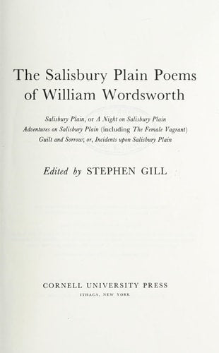 The Salisbury Plain Poems of William Wordsworth