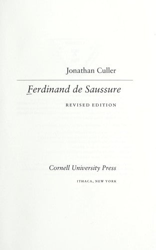 Ferdinand de Saussure cover