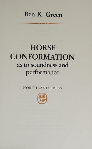 Horse Conformation As to Soundness and Performance cover