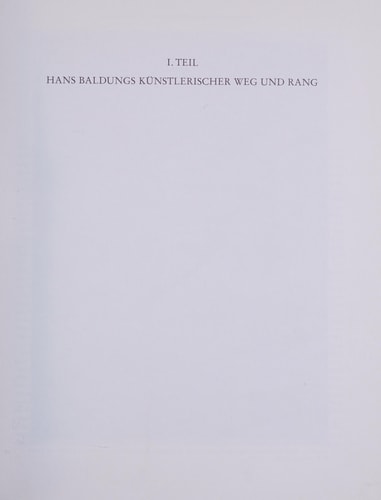 Hans Baldung Grien: Gema¨lde und Dokumente (Jahresgabe des Deutschen Vereins fu¨r Kunstwissenschaft) (German Edition)