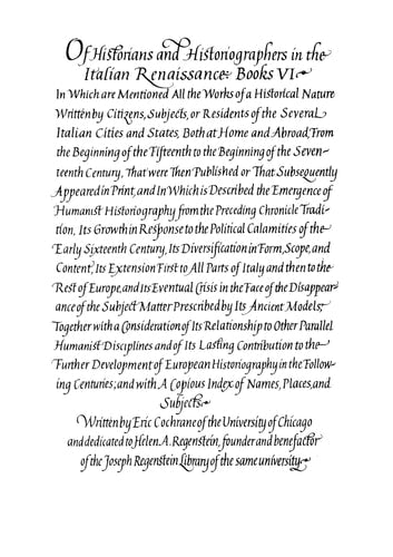 Historians and Historiography in the Italian Renaissance