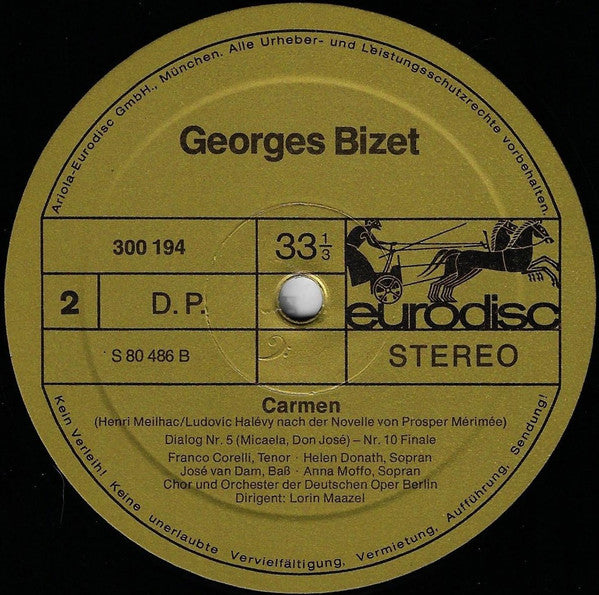 Georges Bizet / Arleen Auger, Helen Donath, Anna Moffo, Piero Cappuccilli, Franco Corelli, José van Dam, Chor der Deutschen Oper Berlin Und Orchester Der Deutschen Oper Berlin, Lorin Maazel : Carmen (Box + 3xLP)