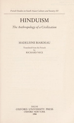 The Anthropology of a Civilization (French Studies on South Asian Culture and Society)