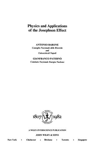 Physics and Applications of the Josephson Effect