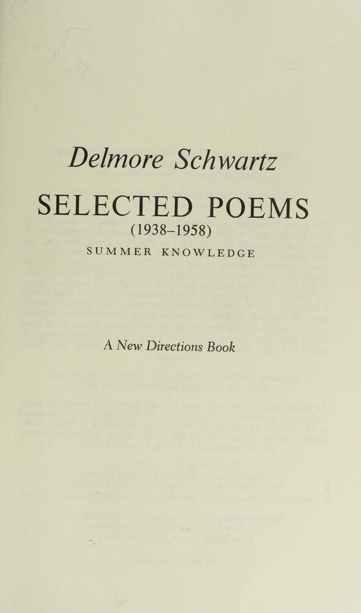 Selected Poems: Summer Knowledge