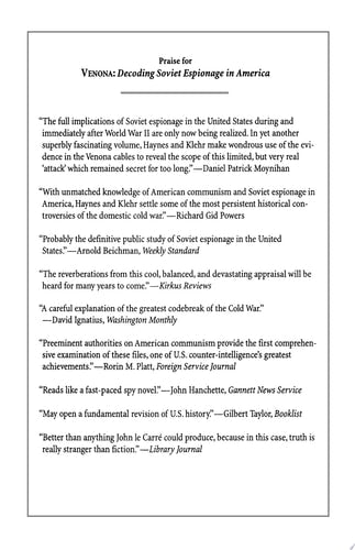 Venona: Decoding Soviet Espionage in America (Annals of Communism)