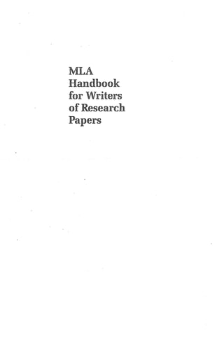 MLA Handbook for Writers of Research Papers 7th Edition