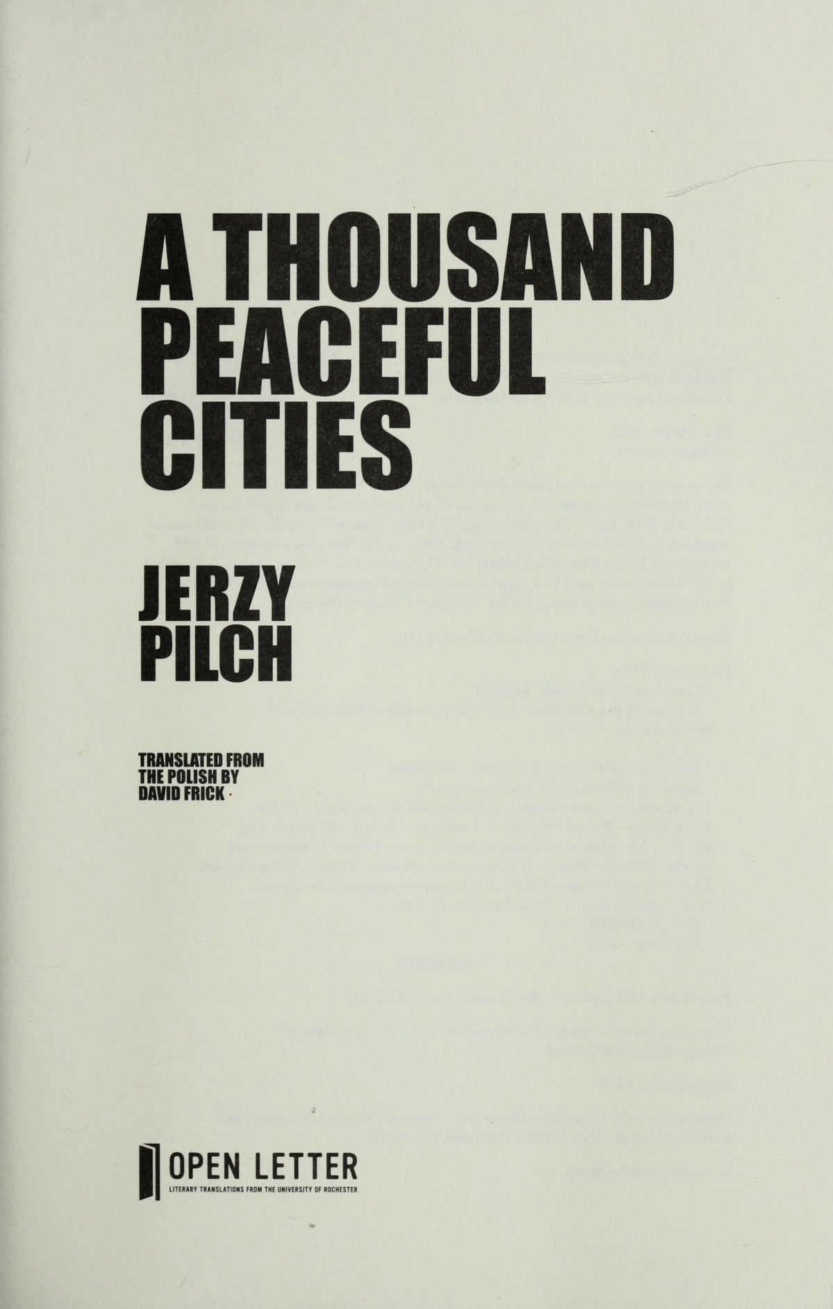 A Thousand Peaceful Cities