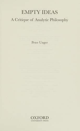 Empty Ideas: A Critique of Analytic Philosophy
