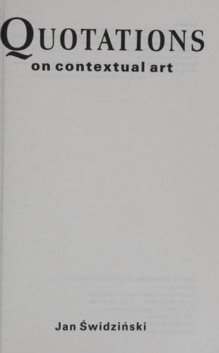 Quotations on Contextual Art