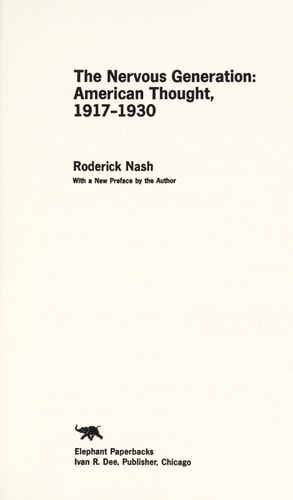 The Nervous Generation: American Thought 1917-30