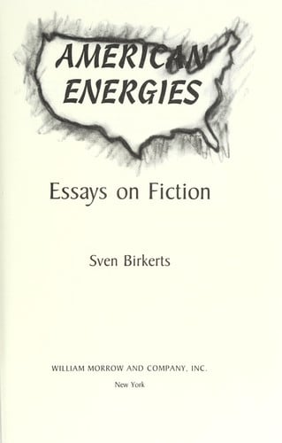 American Energies: Essays on Fiction