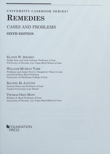 Remedies, Cases and Problems (University Casebook Series)