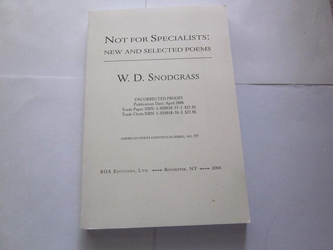 Not for Specialists: New and Selected Poems (American Poets Continuum)