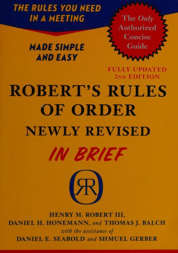 Robert's Rules of Order Newly Revised In Brief, 2nd edition