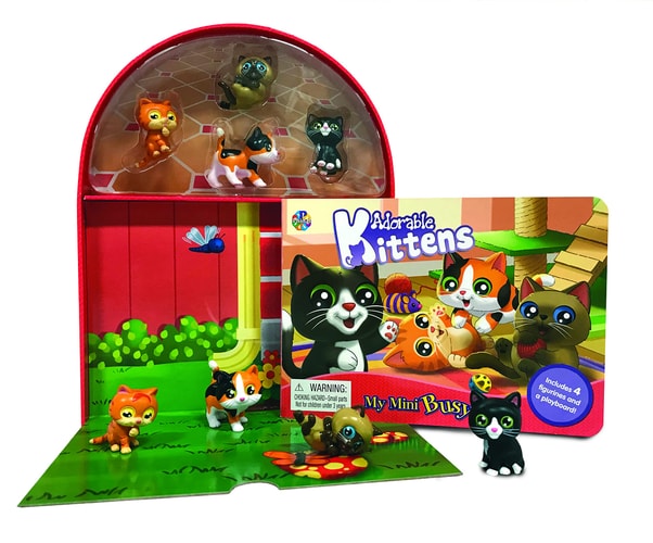 Phidal Adorable Kittens My Mini Busy Books - Activity Books for kids, 10-page storybook, 4 figurines, a foldable play mat