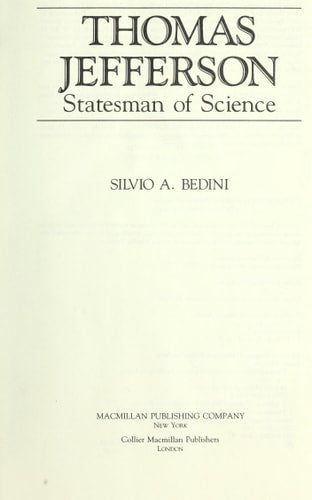 Thomas Jefferson: Statesman of Science