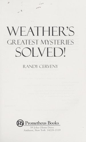 Weather's Greatest Mysteries Solved! cover
