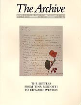 The Letters from Tina Modotti to Edward Weston (The Archive, Research Series Number 22, January 1986)
