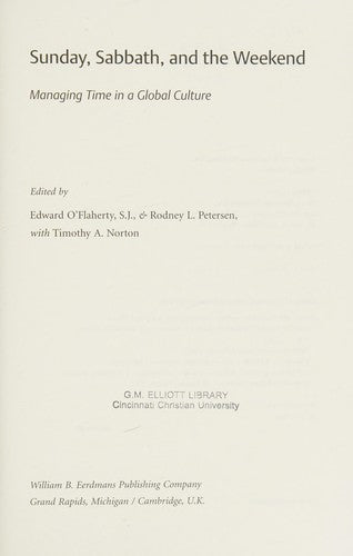 Sunday, Sabbath, and the Weekend: Managing Time in a Global Culture cover