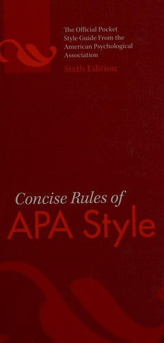 Concise Rules of APA Style (Concise Rules of the American Psychological Association (APA) Style) cover