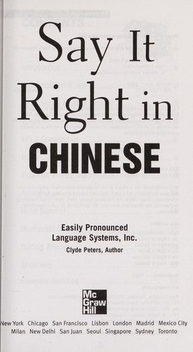 Say It Right In Chinese (Say It Right! Series) cover