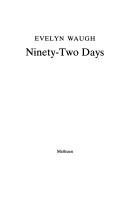 Ninety-two Days: A Journey in Guiana and Brazil,1932 cover