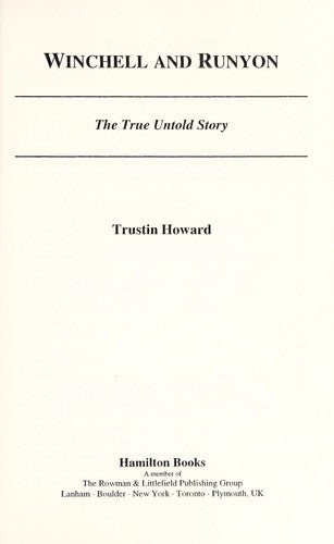 Winchell and Runyon: The True Untold Story cover