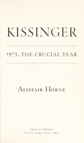 Kissinger: 1973, the Crucial Year cover
